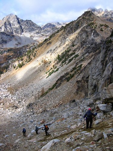 As soon as we began descending the gully, the weather began to clear.